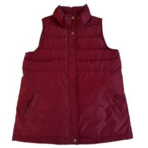 J. Jill Puffer Vest Womens Front Zip Snap Pockets Goose Down Size Small EUC Plum
